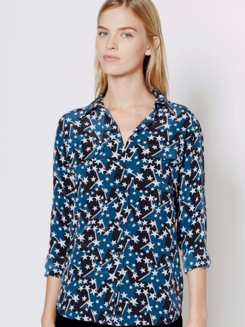 Equipment Star Print Button-Up Blouse